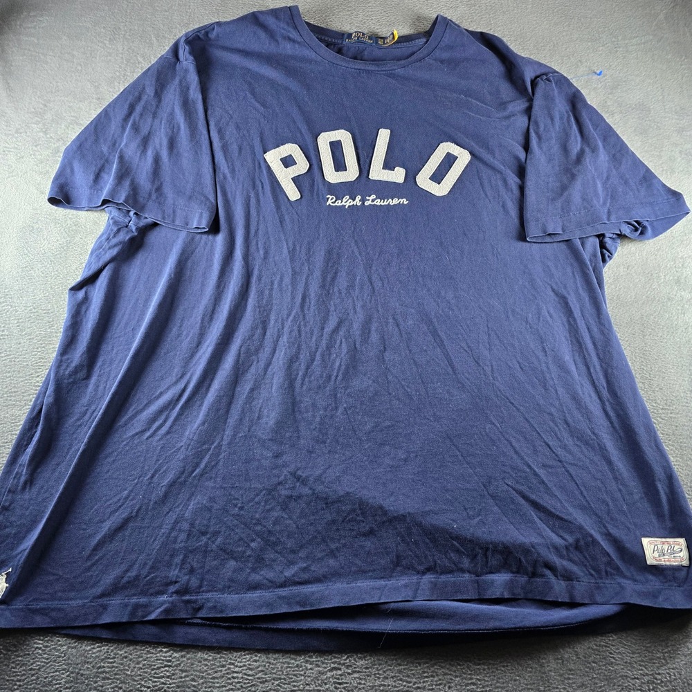 Polo Ralph Lauren Mens Navy Blue Applique Logo T-Shirt Size 4XB Big & Tall